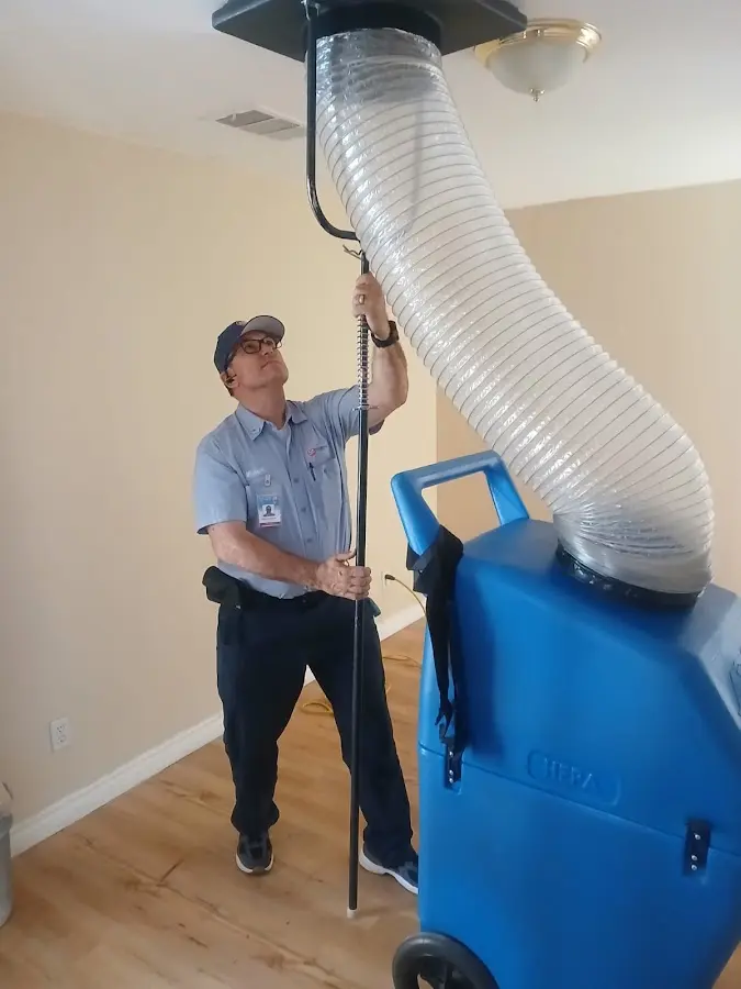 Mini Split Installation technician using HEPA equipment in Bakersfield